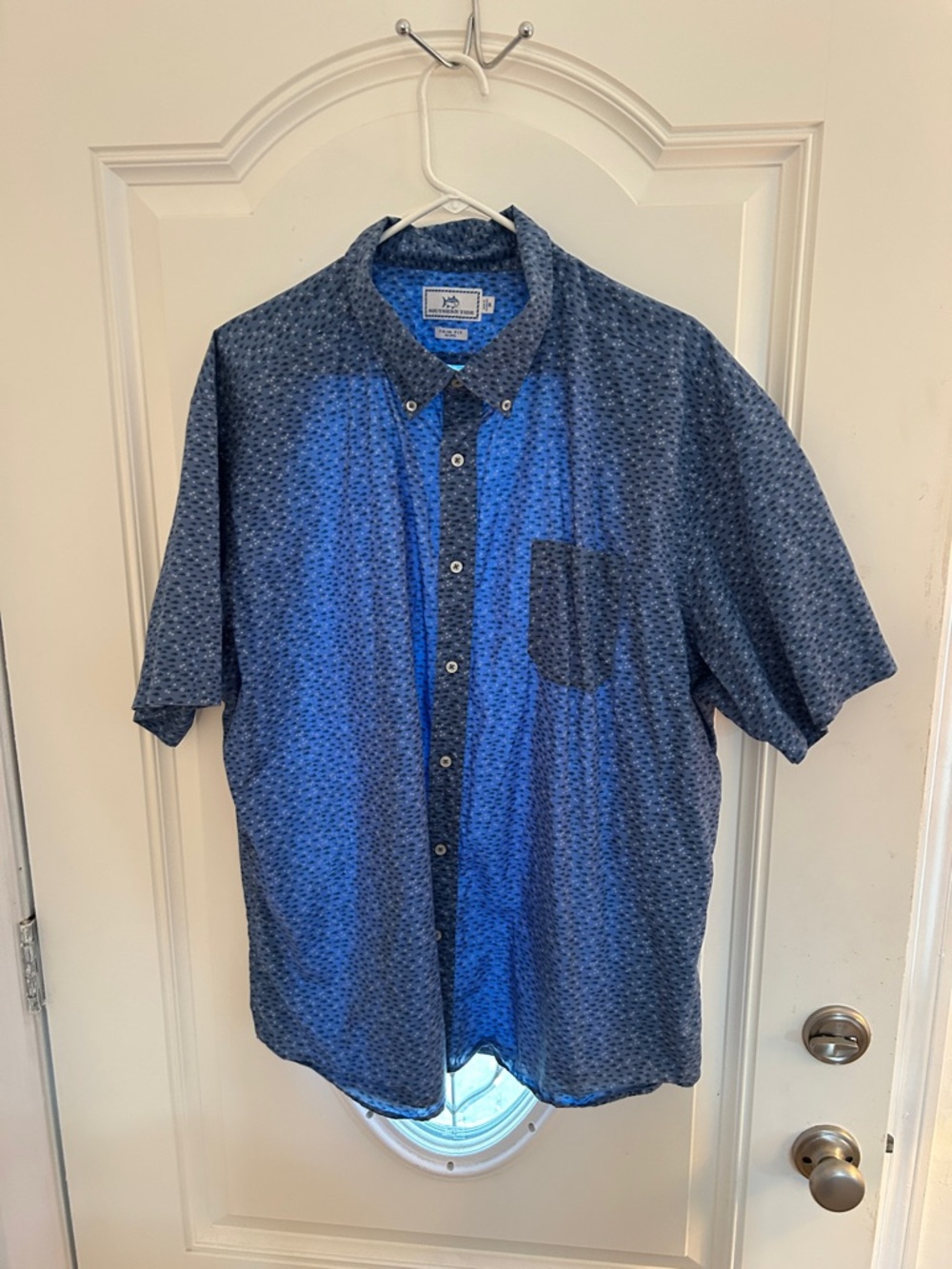 Southern Tide Men's Short Sleeve Button-Down Shirt - Navy Blue